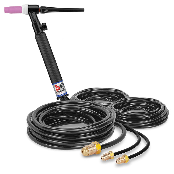 CK WORLDWIDE - 350 AMP RIGID HEAD TIG TORCH WITH VALVE, WATER-COOLED, 25' STANDARD CABLES - CK18V-25