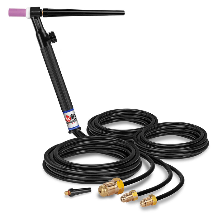 CK WORLDWIDE - 250 AMP RIGID HEAD TIG TORCH WITH VALVE, WATER-COOLED, 12.5' STANDARD CABLES - CK20V-12