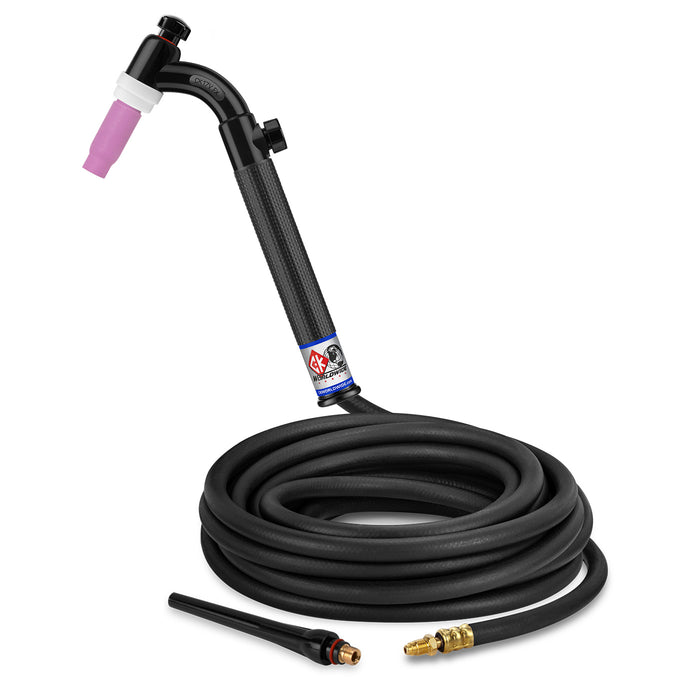 CK WORLDWIDE - 150 AMP FLEX HEAD TIG TORCH WITH VALVE, GAS-COOLED, 25' STANDARD CABLES - CK17V-25-R FX