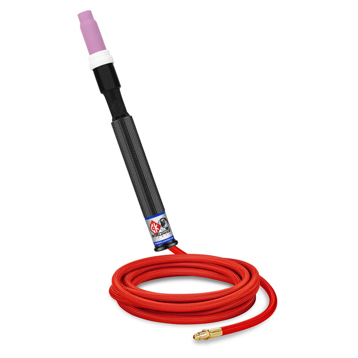 CK WORLDWIDE - 150 AMP RIGID HEAD TIG TORCH, GAS-COOLED, 12.5' SUPERFLEX CABLES - CK17P-12-RSF