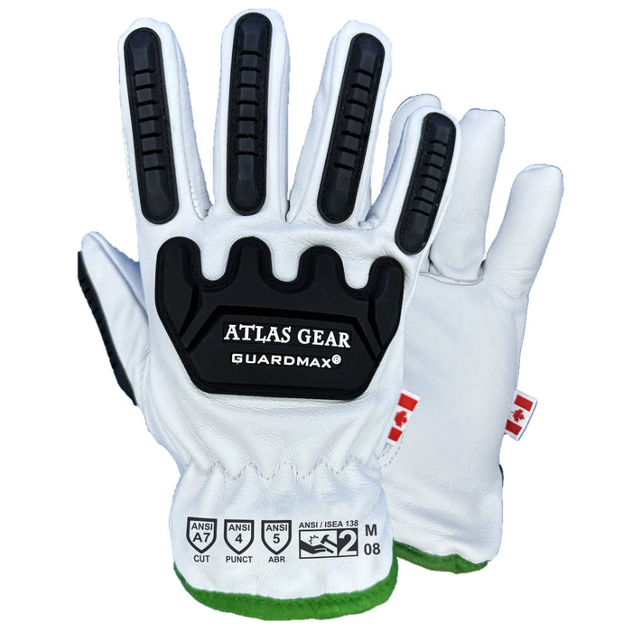ATLAS WORKWEAR - GUARDMAX S801 LEATHER IMPACT GLOVES [SUMMER] [XS] - S801XS